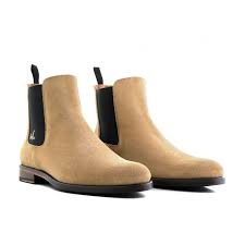 Men's oswin hyde douglas smart casual leather pull on chelsea boots black new. Serfan Chelsea Boot Men Suede Beige Black