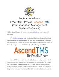 Freight broker training course or even as many as. Calameo Free Tms Review Ascend Tms Transportation Management System
