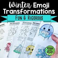 Transformation worksheets have a huge collection of practice problems based on reflection, translation and rotation. Winter Geometric Transformations Activity With Emojis By Rise Over Run
