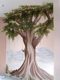 Banyan Tree Mural For Interior Of New Indian Restaurant Namaste Liberty Mo Opening March 2012 Tree Mural Tree Wall Murals Tree Mural Diy