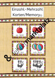 Einzahl Mehrzahl Karten Memory Unterrichtsmaterial Im Fach Deutsch Karten Einzahl Mehrzahl Mehrzahl