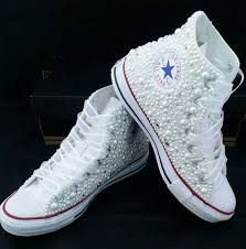 Kostenlose lieferung für viele artikel! Pearls Bling Bridal Custom Converse Pearls Crystals Wedding Chuck Taylor A Shoes B Converse Hochzeitsschuhe Hochzeit Turnschuhe Schuhe Hochzeit