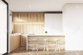 Shop wayfair for all the best rectangular kitchen & dining room sets. Front View Of A Kitchen Interior With Light Wooden Furniture Stock Photo Picture And Royalty Free Image Image 71610331