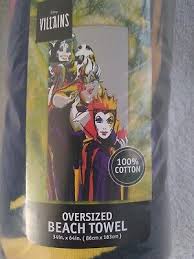 Disney Villains Witch Cruella De Vil Ursula Beach Bath Pool Towel 34”x 64”  NIP