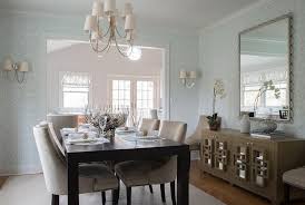 Signature design by ashley haddigan dining room extension table, dark brown. Espresso Dining Table With Beige Nailhead Dining Chairs And Reed 8 Light Chandelier Contemporary Dining Room