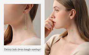 Amazon.com: S925 Hetian Jade Dangling Earrings Handmade Natural Bead  Pendant Drop Earrings Green Long Wire Jade Jewelry Birthday Gift for Women  : Handmade Products