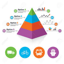 Pyramid Chart Template Transport Icons Truck Bicycle Public