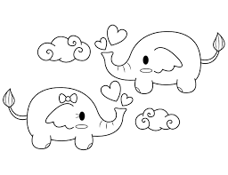 Elephant valentine's day printable coloring page for kids | woo! Printable Valentine Elephants Coloring Page