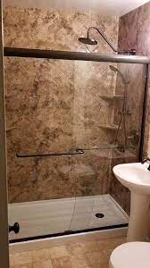 Probably better than the curved doors i was looking at. Truhome Walk In Shower With S Curve Shower Doors Rain Shower Head And Shelves Bathrooms Remodel Bathroom Solutions Bathroom Remodel Idea