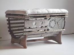 Custom Made Reclaimed Vintage Lobster Trap Coffee Table With Tufted Ottoman Lobster Trap Beachfront Decor Tufted Ottoman Coffee Table