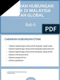 Bertujuan untuk mengukuhkan hubungan dankerjasama antara rakyat berbilang kaum. Bab 6 Cabaran Hubungan Etnik Di Malaysia Dan Global