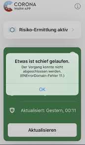 Corona App Enerrordomain Fehler 11 13