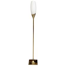 Height with stem bent as seen in photo is 58. Tulip Brass Floor Lamp By Laurel For Sale At 1stdibs