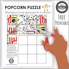 These puzzles are perfect for individuals, your students, or even for bridal and baby shower fun. Popcorn Puzzle Free Printable Your Therapy Source