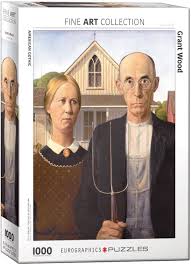 Flat rate shipping $9.95 or free on orders over $75. American Gothic By Grant Wood Puzzle Shiawassee Arts Center
