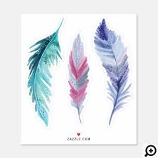 See more ideas about curio, patterns in nature, mammatus clouds. Whimsical Teal Pink Purple Watercolor Feather Sticker Moodthology Papery