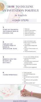 English Conversation 4 Easy Steps To Decline An Invitation Politely With Examples Get The Full English Conversation Learning English Lessons English Phrases