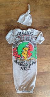 Grateful Dead Refashioned Infant Rocker Baby Gown With Knot Hat Baby Rocker Hippie Baby Hippie Baby Clothes
