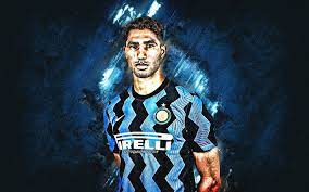 Buy dcpw216769 sanderson hakimi wallpaper from our wallpaper range at john lewis & partners. Download Wallpapers Achraf Hakimi Inter Milan Moroccan Football Player Portrait Internazionale Blue Stone Background Serie A Italy Football Fc Internazionale For Desktop Free Pictures For Desktop Free