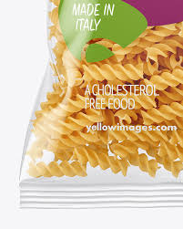 Plastic Bag With Fusilli Pasta Mockup In Bag Sack Mockups On Yellow Images Object Mockups