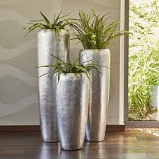 Edle Hochwertige Pflanzvase Pflanzkubel Fiberglas Mit Einsatz Indoor Metallic Metallisch Blumenkubel Pflanzgefass Vase Kubel Klein 75cm Silber De Pflanzkubel Fiberglas Bodenvasen Pflanzkubel