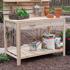 Cedar Wood Potting Bench With Sink Gardening Planting Table Storage Potting Bench With Sink Potting Bench Plans Potting Bench