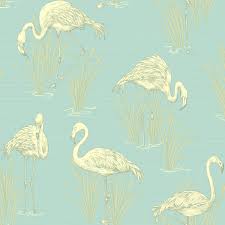 Arthouse Birds Of Paradise Vinyl Wallpaper Soft Blue Coloured Lagoon Wallpaper Featuring Elegant Flamingos From The Lochs And Lagoons Range By Arthouse Flamingo Wallpaper Blue Wallpapers Bird Wallpaper