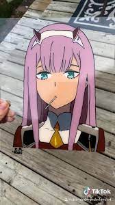 Zero Two From Darling In The Franxx Glass Painting Video Anime Canvas Art Anime Canvas Anime Drawings