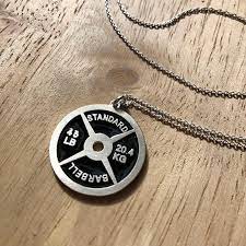 Large 45lb Weight Plate Necklace Iron Strong Jewelry