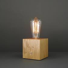 Rustic Edison Lamp Base Small Bedside Retro Wood Table Lamp Rustic Mens Gift In 2020 Wood Lamp Base Table Lamp Wood Rustic Table Lamps