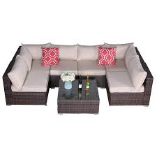 Shop garage appeal© today & save! Furnimy 7 Pcs Outdoor Patio Furniture Sets Garden Furniture Sets Sectional Furniture Set Wicker Conversation Sofa Set Deck Furniture Set Brown Rattan Couch With Cushions And Coffee Table Brown Buy Online In