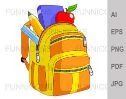 School Backpack Digital Back To School Clipart Ai Eps Png Pdf And Jpg 300 Dpi Files Included Digital Files Instant Download Back To School Clipart School Clipart School Backpacks