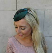 Black Bottle Green Dark Green Emerald Pillbox Hat Fascinator Wedding Sequin  Sh-392uu