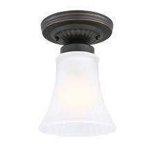 Hampton Bay 1 Light Oil Rubbed Bronze Flushmount Fxa8291a The Home Depot Bronze Lighting Sink Lights Lantern Tile Backsplash