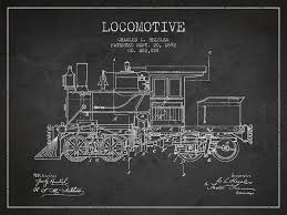 Vintage Locomotive Patent From 1892 By Aged Pixel Pattern Sketch Blueprint Art Prints
