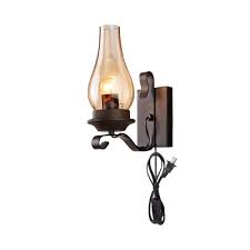 Wall sconces offer many benefits as both indoor and outdoor light sources. 1 Light Candle Wall Sconce Light Cognac Glass Vintage Plug In Wall Lighting In Black For Corridor Takeluckhome Com