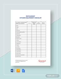 Grease trap cleaning log instructions 1. Restaurant Kitchen Equipment Checklist Template Word Doc Google Docs Apple Mac Pages