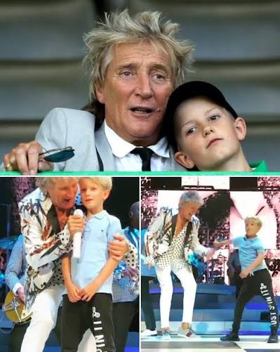 Rod Stewart upstaged onstage by his own son, Aiden! At just 13 years old, Aiden  Stewart stunned the crowd during a rare concert appearance, dancing with  such fearless energy that the spotlight