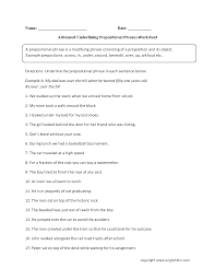 Stepped is a verb, so the prepositional phrase is an adverb phrase. Englishlinx Com Prepositions Worksheets