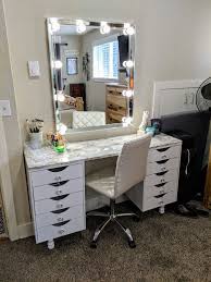 How to organize a makeup vanity. Custom Makeup Vanity Total Cost To Built 244 Glam Station Makeupvanity Slay Glam Marble Makeup Vanity Custom Makeup Vanity Vanity Desk