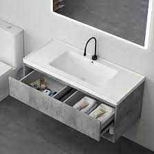 With dura supreme's floating vanity system, vanities and even linen cabinets are suspended on a centered sink includes convenient drawers on both sides of the sink for powder room storage, while two floating vanities by dura supreme are available in 12 different configurations (for single sink. Modern 24 Gray Floating Bathroom Vanity Wall Mount Ceramics Single Sink Vanity Floating Bathroom Vanities Modern Bathroom Vanity Floating Bathroom Vanity