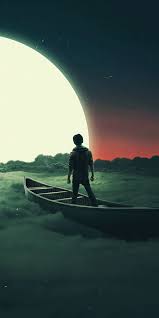Sail To The Moon Clouds Boat Art 1080x2160 Wallpaper Beautiful Wallpapers Backgrounds Scenery Wallpaper Anime Scenery