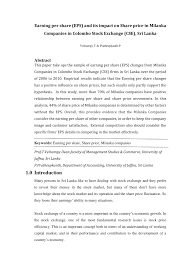 The company also cultivates palm oil, processes ffb, markets cpo, po, and ffb, as well as provides management services. Pdf Earning Per Share Eps And Its Impact On Share Price In Milanka Companies In Colombo Stock Exchange Cse Sri Lanka