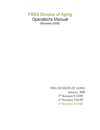 Fssa Division Of Aging Operations Manual
