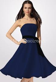 Robe De Soiree Courte Bustier Legere Mousseline Ceinture Jupe Evasee