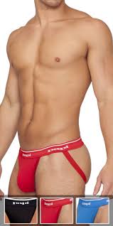 Papi 3 Pack 1x1 Rib Jockstrap In Black Red Turquoise