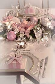 Attractive christmas table decorating ideas can dramatically transform the look of an entire house. A Dreamy Light Pink Table Decoration Pink Christmas Table Pink Christmas Table Setting Christmas Table