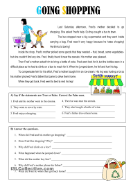 Going Shopping Reading Comprehension Texts Reading Comprehension Worksheets Reading Comprehension Passages