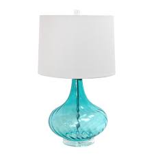 Free shipping* more like this clara crystal teal blue accent table lamp $ 59.99. Elegant Designs 24 In Light Blue Glass Table Lamp With Fabric Shade Lt3214 Blu The Home Depot