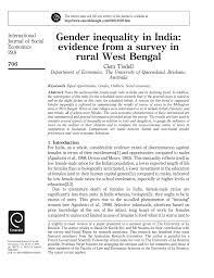 Dowries a major contributor to india's gender imbalance, researchers find study identifies link between fluctuations in global gold price and survival rates among baby girls published: Pdf Gender Inequality In India Evidence From A Survey In Rural West Bengal